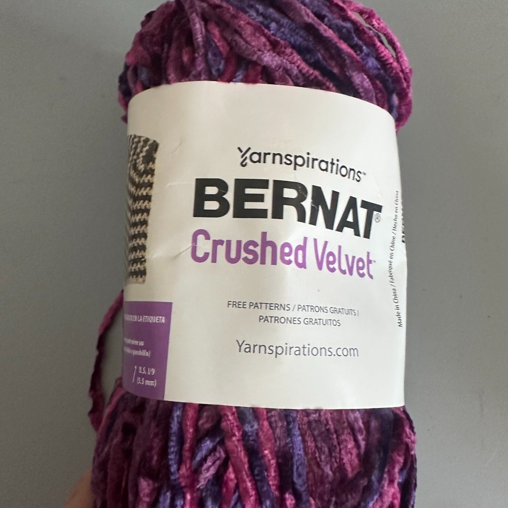 Bernat Crushed Velvet Yarn Purple Magenta Variegated Yarnspirations 300g 10.5oz
